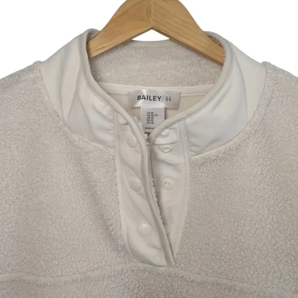 Bailey 44 Cream Sherpa Henley Pullover XL Snap Neck Cozy Fleece NWOT - Picture 3 of 7